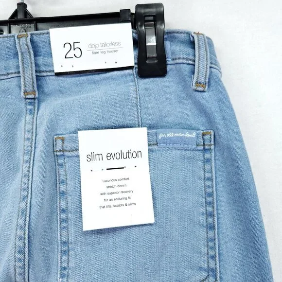 7 For All Mankind Dojo Tailorless Flare Leg Jean Size 25 Slim Evolution